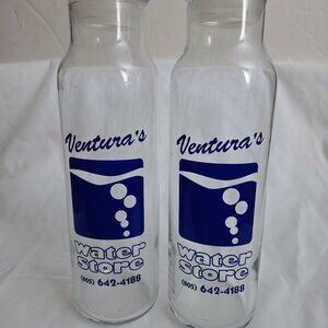Set of 2 Clear Glass Water Bottles from Ventura's Water Store, 20 oz. Capacity